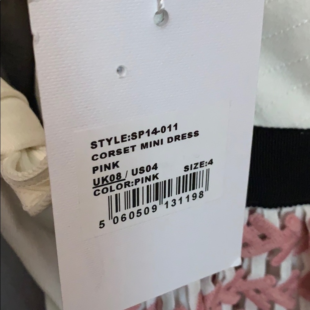 Self-Portrait White and Pink Tie-Shoulder Knit Fit-and-Flare Dress - Picture 5 of 5